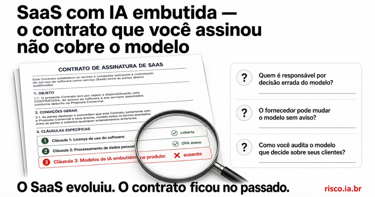 Contrato de SaaS com cláusula de modelo de IA ausente — responsabilidade por decisão automatizada não prevista | risco.ia.br